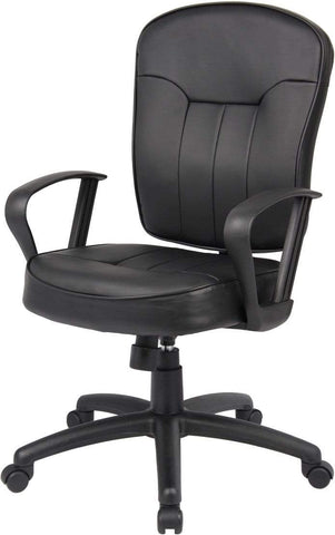 Boss Black Leather Task Chair with Arms [B1562] Boss Office Products Task Chair