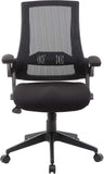 Boss Black Mesh Flip Arm Chair [B6776-BK] Boss Office Products Mesh Chair B6776-BK