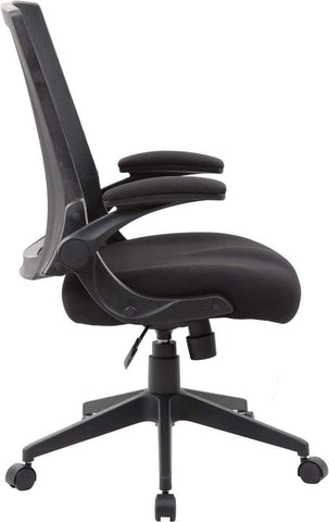 Boss Black Mesh Flip Arm Chair [B6776-BK] Boss Office Products Mesh Chair B6776-BK