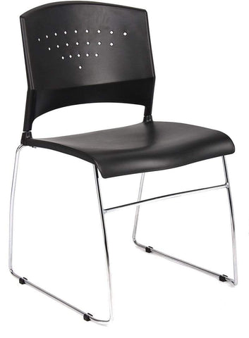 Boss Black Stack Chair With Chrome Frame 2 Pack [B1400-BK-2] Boss Office Products Stacking Chair B1400-BK-2