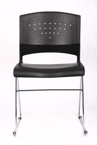 Boss Black Stack Chair With Chrome Frame [B1400-BK-1] Boss Office Products Stacking Chair B1400-BK-1