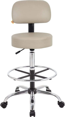 Boss Caressoft Medical / Drafting Stool with Back Cushion [B16245-BG] Boss Office Products Drafting Chair