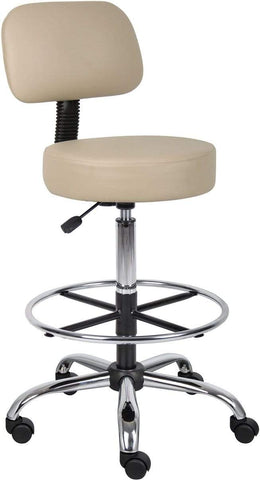 Boss Caressoft Medical / Drafting Stool with Back Cushion [B16245-BG] Boss Office Products Beige Drafting Chair B16245-BG