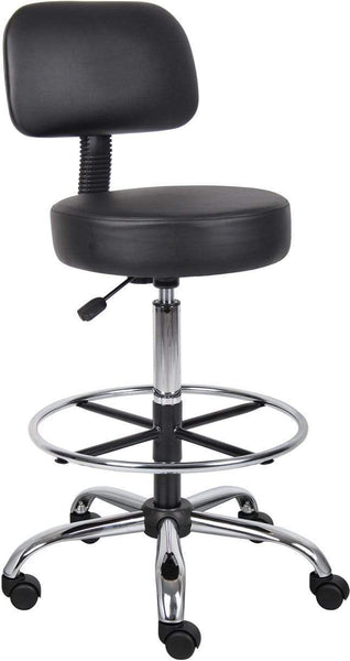 Boss Caressoft Medical / Drafting Stool with Back Cushion [B16245-BG] Boss Office Products Black Drafting Chair B16245-BK