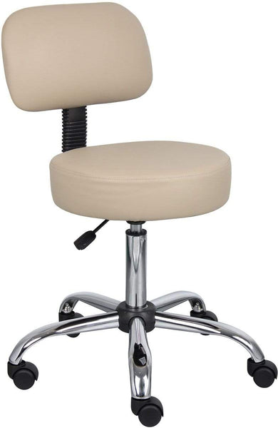 Boss Caressoft Medical Stool with Back Cushion [B245-BG] Boss Office Products Beige Drafting Chair B245-BG