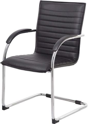 Boss Chrome Frame Vinyl Side Chair 2 Pack [B9536-BK-2] Boss Office Products Guest Chair