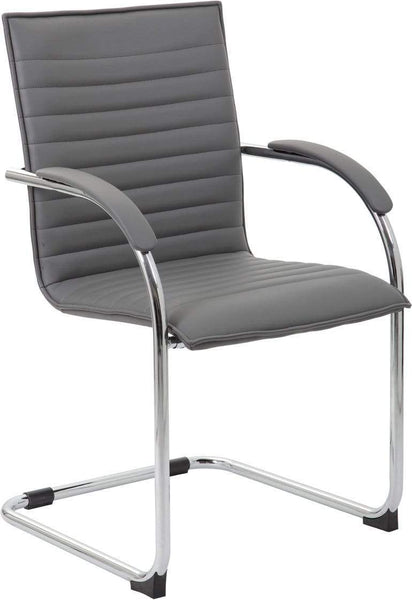 Boss Chrome Frame Vinyl Side Chair 2 Pack [B9536-BK-2] Boss Office Products Grey Guest Chair B9536-GY-2