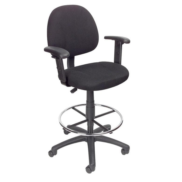 Boss Contoured Drafting Office Chair [B1615] Boss Office Products Black BK / Add T-Shaped Arms -B1616 (+$20) / Standard Casters -Included Drafting Chair B1616-BK