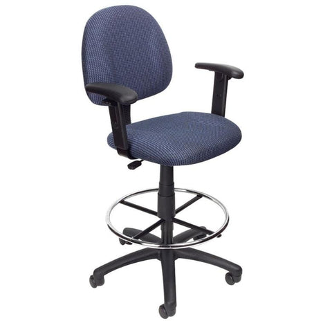 Boss Contoured Drafting Office Chair [B1615] Boss Office Products Blue BE / Add T-Shaped Arms -B1616 (+$20) / Standard Casters -Included Drafting Chair B1616-BE
