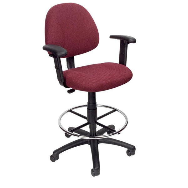 Boss Contoured Drafting Office Chair [B1615] Boss Office Products Burgundy BY / Add T-Shaped Arms -B1616 (+$20) / Standard Casters -Included Drafting Chair B1616-BY