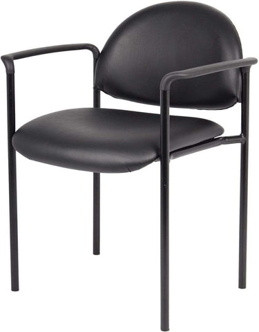 Boss Diamond Stacking with Arms In Black Caressoft [B9501-CS] Boss Office Products Stacking Chair B9501-CS