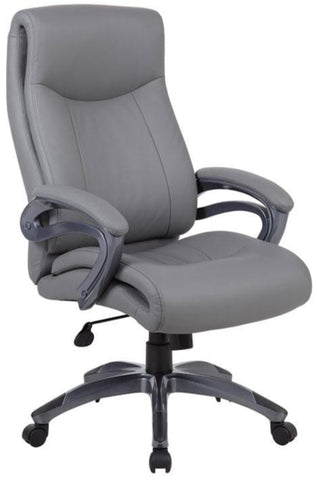 Boss Dual Layer High Back Executive Chair [B8661] Boss Office Products Gray GY Leather Office Chair B8661-GY