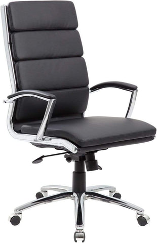 Boss Executive CaressoftPlus Chair with Metal Chrome Finish [B9471-BK] Boss Office Products Caresoft Plus Black Executive Chair B9471-BK