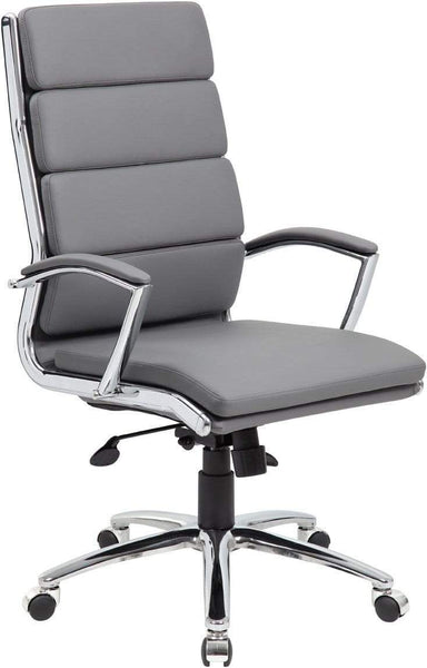 Boss Executive CaressoftPlus Chair with Metal Chrome Finish [B9471-BK] Boss Office Products Caresoft Plus Grey Executive Chair B9471-GY
