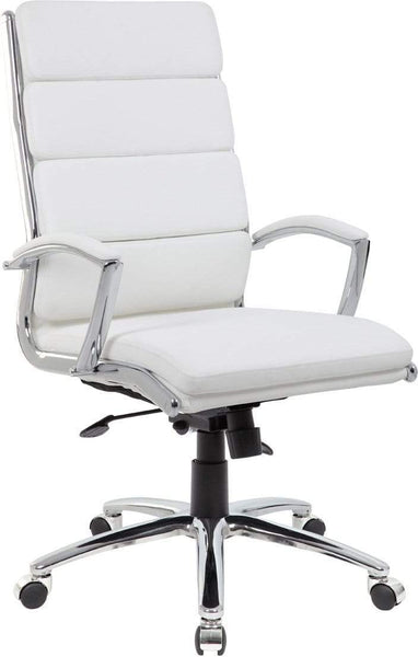 Boss Executive CaressoftPlus Chair with Metal Chrome Finish [B9471-BK] Boss Office Products Caresoft Plus White Executive Chair B9471-WT