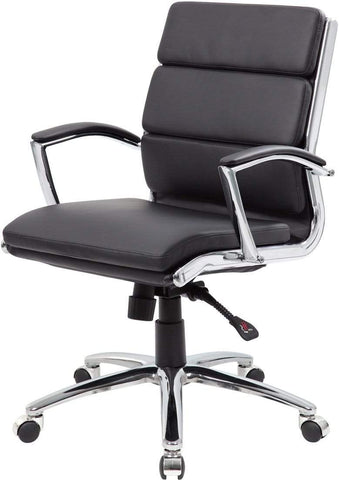 Boss Executive CaressoftPlus Mid Back Chair with Metal Chrome Finish [B9476-BK] Boss Office Products Executive Chair