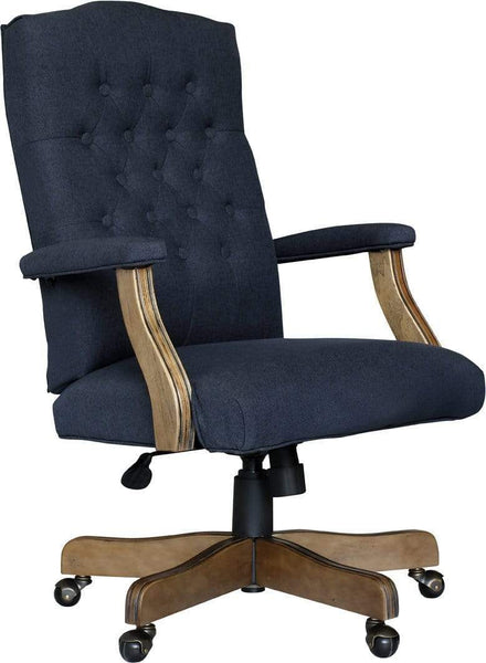 BOSS Executive Velvet or Linen Chair With Driftwood Finish Frame [B905DW] Boss Office Products Navy Commercial Grade Linen Executive Chair B905DW-NV