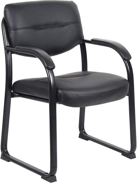 Boss Leather Sled Base Side Chair with Arms [B9519] Boss Office Products Guest Chair B9519