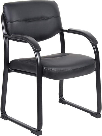 Boss Leather Sled Base Side Chair with Arms [B9519] Boss Office Products Guest Chair B9519