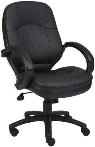 Boss LeatherPlus Conference Chair [B726BB] Boss Office Products Black LeatherPlus -BK Office Chair B726-BK
