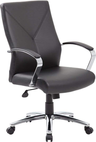 Boss LeatherPlus Executive Chair [B10101-BK] Boss Office Products Black Leather Office Chair B10101-BK