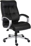 Boss LeatherPlus High Back Executive Chair [B8771] Boss Office Products Black LeatherPlus with Silver Frame -S-BK Executive Chair B8771S-BK