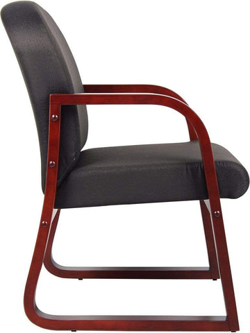 Boss Mahogany Frame Guest Chair Fabric [B9570-BE] Boss Office Products Guest Chair