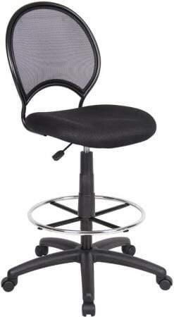 Boss Mesh Back Drafting Stool [B16215] Boss Office Products No Arms / Floor Glides -TU021 (+$15) Mesh Chair B16215