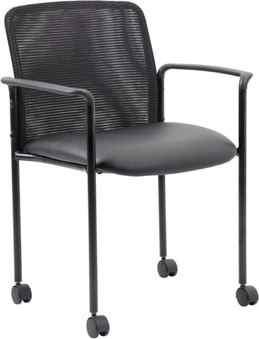 Boss Mesh Guest Chair with Casters, Black [B6909R-CS] Boss Office Products Guest Chair B6909R-CS