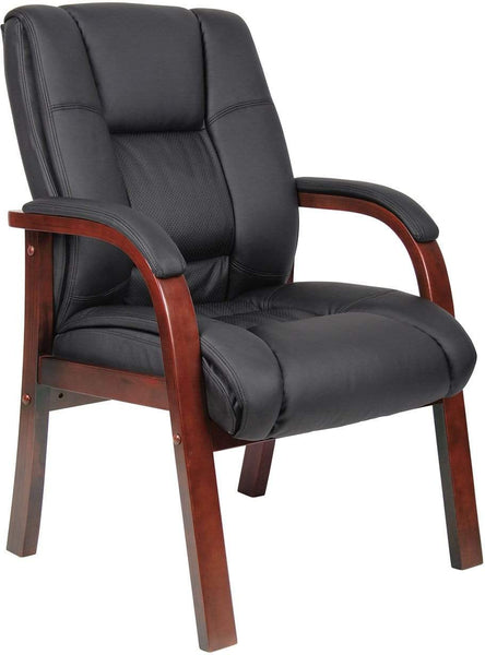 Boss Mid Back Wood Finished Guest Chair [B8999-C] Boss Office Products Cherry Guest Chair B8999-C