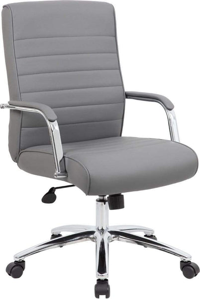 Boss Modern Executive Conference Chair [B696C-BK] Boss Office Products Ribbed Grey Executive Chair B696CRB-GY
