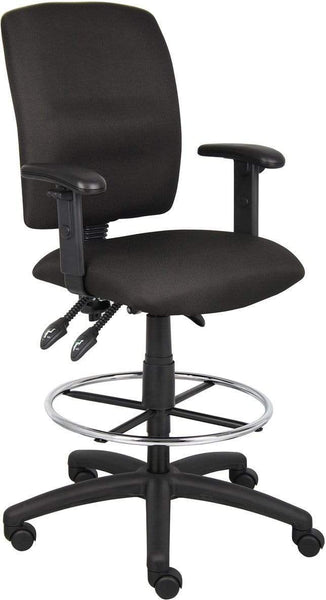 Boss Multi-Function Fabric Drafting Stool [B1635-BK] Boss Office Products Adjustable Arms Drafting Chair B1636-BK