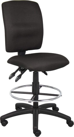 Boss Multi-Function Fabric Drafting Stool [B1635-BK] Boss Office Products No Arms Drafting Chair B1635-BK