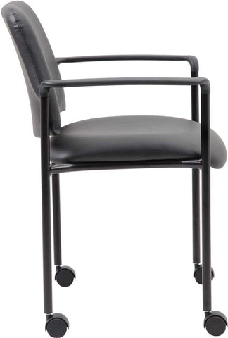 Boss Square Back  Diamond Stacking Chair with Arms In Black Caressoft [B9503R-CS] Boss Office Products Stacking Chair B9503R-CS