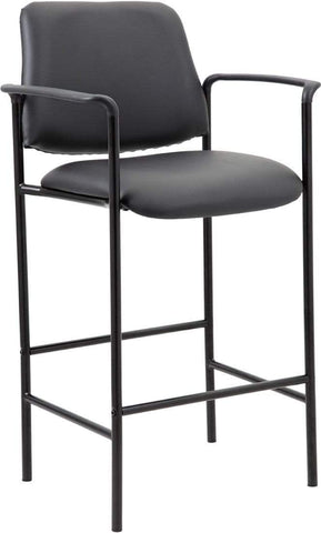 Boss Square Back Diamond Stool with Arm In Black Caressoft [B169503-CS] Boss Office Products Drafting Chair B169503-CS