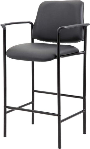 Boss Square Back Diamond Stool with Arm In Black Caressoft [B169503-CS] Boss Office Products Drafting Chair B169503-CS