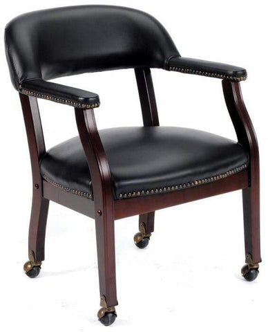 Boss Traditional Captain's Guest Chair [B9540] Boss Office Products Black BK / Add Casters (+$5.00) Executive Chair B9545-BK