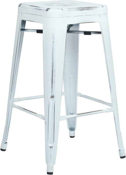 Bristow 26" Antique Metal Stool, Antique Tourquoise, 4 Pack [BRW3026A4] Office Star Antique White Stool BRW3026A4-AW