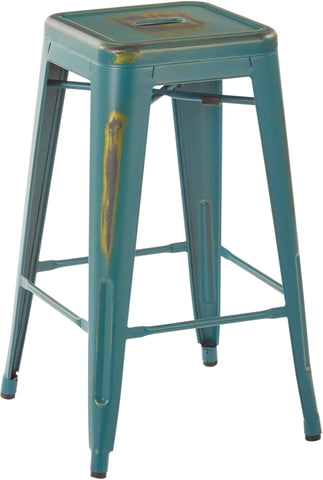 Bristow 26" Antique Metal Stool, Antique Tourquoise, 4 Pack [BRW3026A4] Office Star Blue Stool BRW3026A4-ATQ