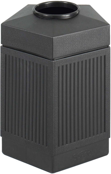Canmeleon™ Indoor Outdoor Trash Can Pentagon Open Top 45 Gallon Black [9486BL] Safco Waste Receptacle 9486BL