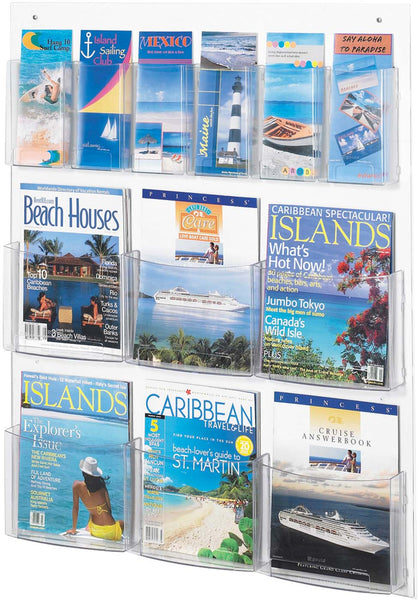 Clear2c™ Literature Organizer Display 6 Magazine and 6 Pamphlet [5668CL] Safco Literature Stand 5668CL