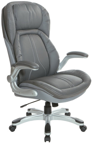 Deluxe Bonded Leather Executive Chair With Flip-Up Arms [ECH620636] Office Star Executive Chair