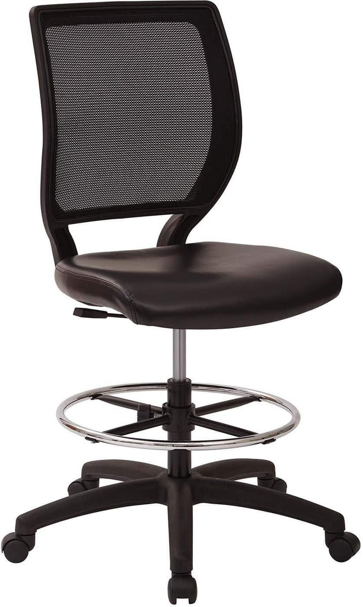 Deluxe Woven Mesh Back Armless Drafting Chair, Black Vinyl Seat [DC510