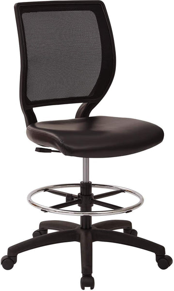 Deluxe Woven Mesh Back Armless Drafting Chair, Black Vinyl Seat [DC51000NV-3] Office Star Drafting Chair DC51000NV-3