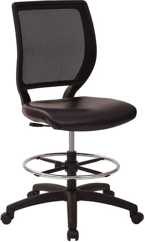 Deluxe Woven Mesh Back Armless Drafting Chair, Black Vinyl Seat [DC51000NV-3] Office Star Drafting Chair DC51000NV-3