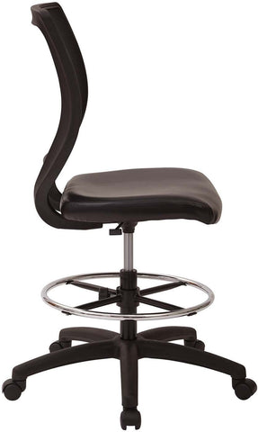 Deluxe Woven Mesh Back Armless Drafting Chair, Black Vinyl Seat [DC51000NV-3] Office Star Drafting Chair DC51000NV-3