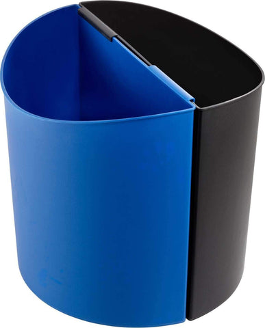 Desk Side Recycling Trash Can Large 7 Gallon Each Black & Blue [9928BB] Safco Waste Receptacle 9928BB