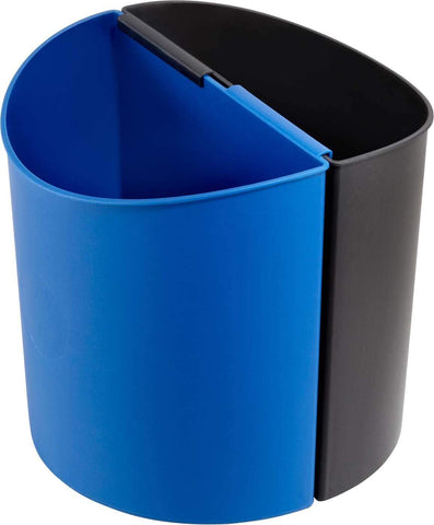 Desk Side Recycling Trash Can Small 3 Gallon Each Black & Blue [9927BB] Safco Waste Receptacle 9927BB