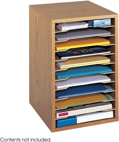 Desktop Sorter Vertical 11 Compartment [9419] Safco Medium Oak Vertical File Cabinet 9419MO