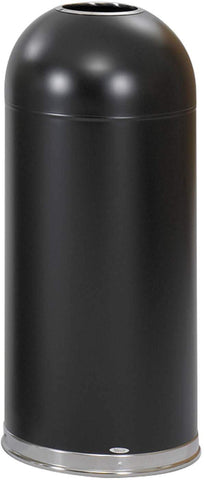 Dome Top Trash Can Open Top 15 Gallon Black or White [9639BL] Safco Black Waste Receptacle 9639BL